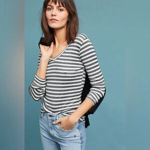 Michael Stars X Anthropologie Black/White Stripe V Neck Long Sleeve Tee
